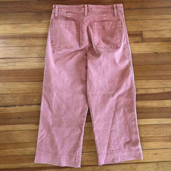 Madewell Slim Emmett Wide-Leg Crop Pants in Sweet Dahlia Pink Size 28 - Picture 3 of 6